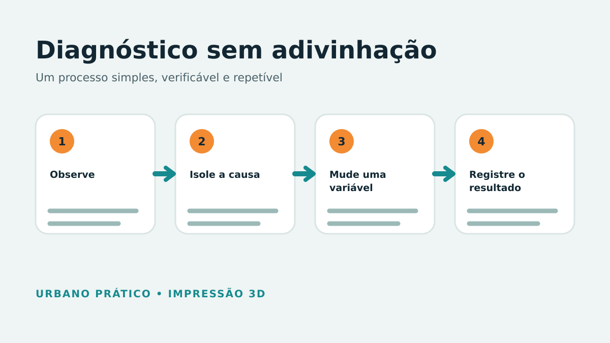 Quatro etapas: observar, isolar, alterar uma variável e registrar