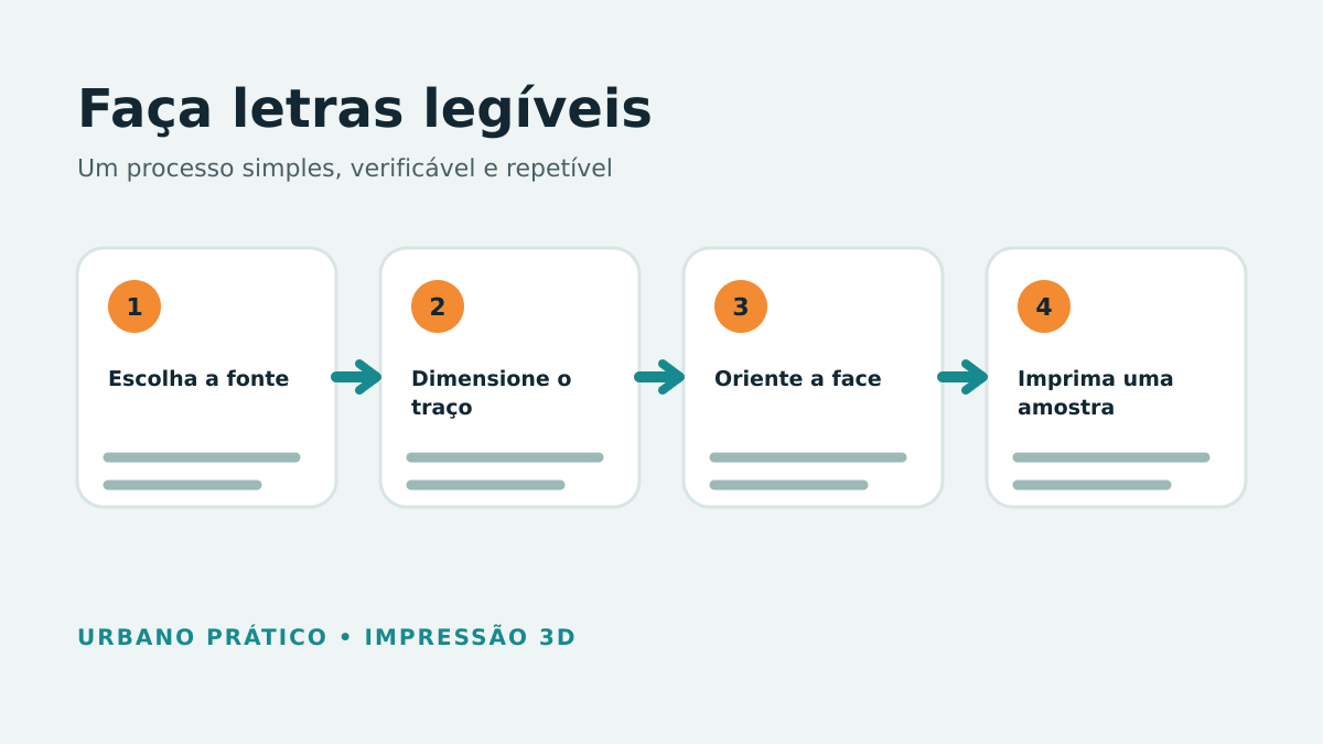 Etapas para escolher fonte, traço, orientação e imprimir uma amostra