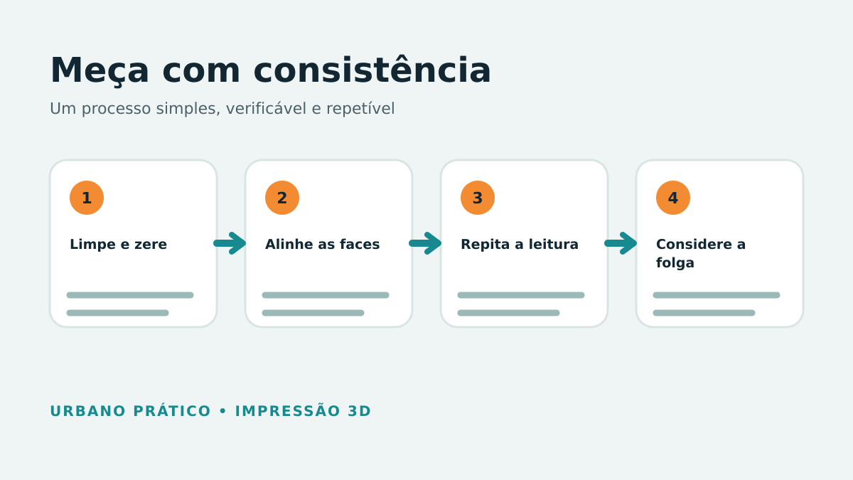 Etapas para limpar, alinhar, repetir e considerar a folga