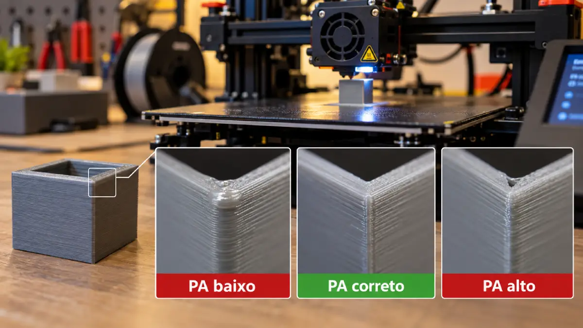 Pressure Advance na impressão 3D: como calibrar cantos e extrusão