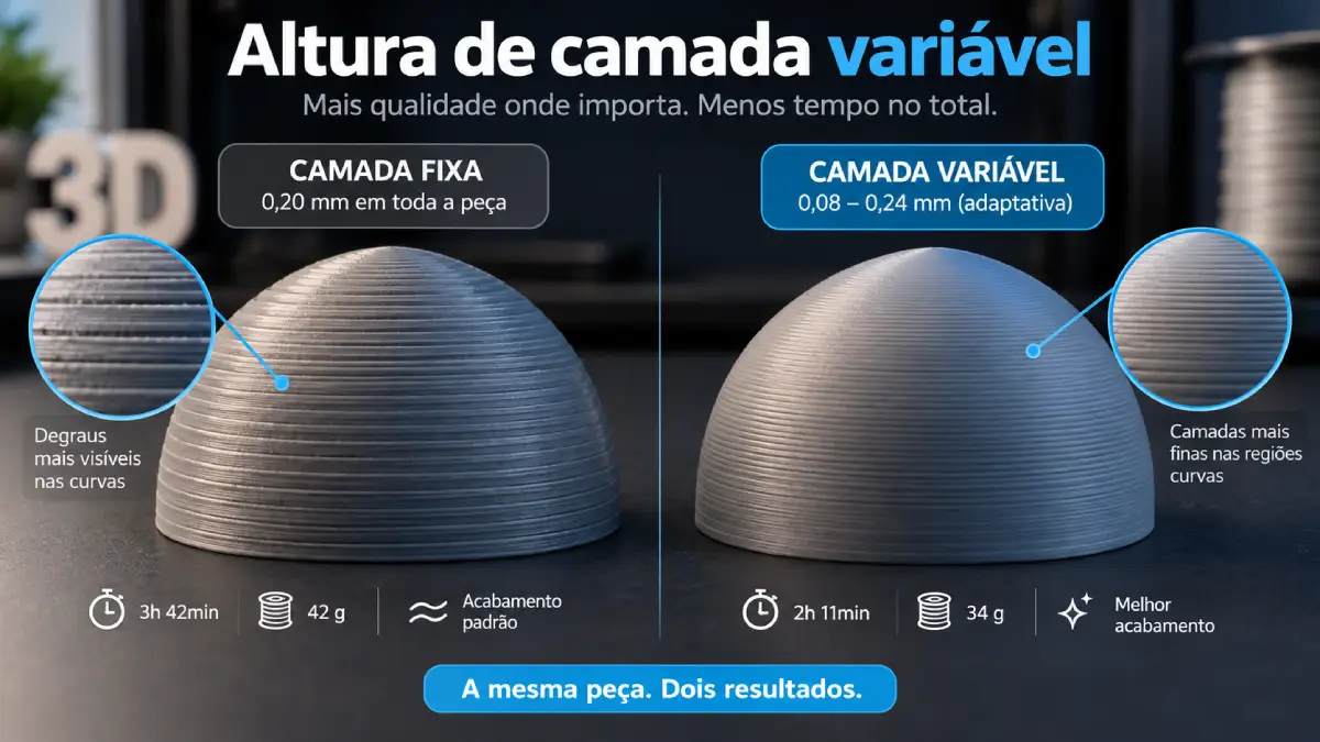 Altura de camada variável: quando usar na impressão 3D