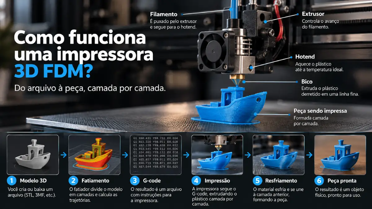 Como funciona uma impressora 3D FDM: do arquivo à peça